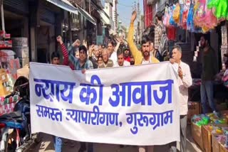Traders protest in Gurugram