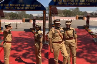 Assam DGP  heartwarming moment of saluting his IPS daughter  ഐപിഎസ് ഉദ്യാഗസ്ഥയായ മകൾക്ക് സല്യൂട്ടടിച്ച്  മകൾക്ക് സല്യൂട്ടടിച്ച് അസം ഡിജിപി  അസം ഡിജിപി ജ്ഞാനേന്ദ്ര പ്രതാപ്  ജ്ഞാനേന്ദ്ര പ്രതാപ് സിങ്ങ്  സർദാർ വല്ലഭായ് പട്ടേൽ നാഷണൽ പൊലീസ് അക്കാദമി  ഐശ്വര്യ സിങ്ങിനെ നോക്കി സല്യൂട്ട്  Assam DGP Gyanendra Pratap Singh  Aishwarya Singh  Aishwarya Singh ips