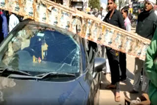 over height barrier fell on car in Rewari