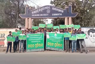 Biju Chhatra Janata Dal protest outside Kalahandi University