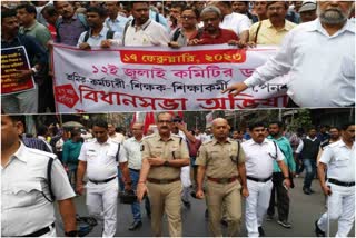 Procession for DA stopped by Kolkata Police at Esplanade Area