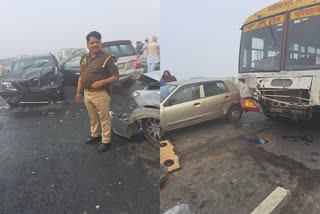 fog Delhi Meerut Expressway  Meerut Expressway accident  Many injured  cars collided  fog accident in up  Gaziabad  vehicles crash meerut  ഡൽഹി മീററ്റ് എക്‌സ്‌പ്രസ്‌ വേയിൽ  ഗാസിയാബാദ്  expressway accident  ഗതാഗതം സ്‌തംഭനം