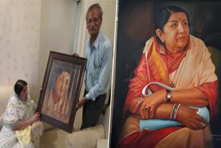 Lata Mangeshkar paintings ETV Bharat
