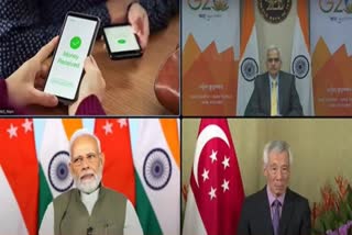 PM Modi and PM of Singapore Lee Hsien Loong witness the launch of UPI-PayNow linkage between the two countries