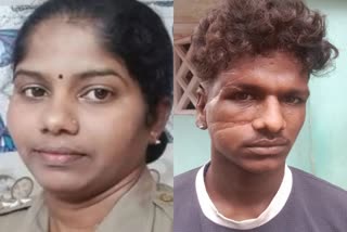 Woman Police officer fired Culprit  Police officer fired Culprit on leg  fired on leg while tries to escape  Tamilnadu  പൊലീസ് സംഘത്തില്‍ നിന്ന് രക്ഷപ്പെടാന്‍ കത്തി വീശി  കത്തി വീശി കുറ്റവാളി  കീഴ്‌പ്പെടുത്തി വനിത പൊലീസ് ഉദ്യോഗസ്ഥ  വനിത പൊലീസ് ഉദ്യോഗസ്ഥ  കുറ്റവാളിയെ മുട്ടിന് താഴെ വെടിയുതിര്‍ത്ത്  ചെന്നൈ  ബെന്‍ഡു സൂര്യ  സൂര്യ  പൊലീസ്