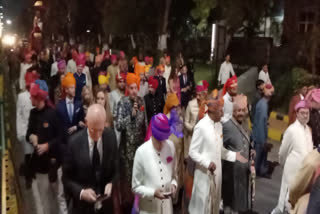 Bride Manvika from the erstwhile Alwar royal family tied the nuptial knot with Avijeet Singh, scion of the former Rohat Princely State in Pali district of Rajasthan, on Wednesday evening.