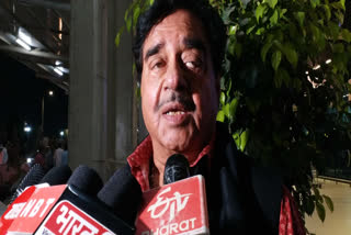 Trinamool Congress MP Shatrughan Sinha speaking to reporters in Patna
