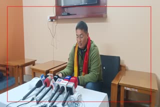 MP Pradan Baruah Press meet on railway budget in Dhemaji