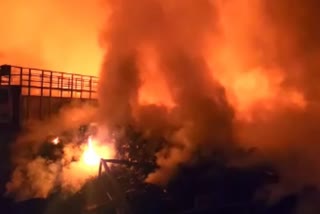 Massive fire broke out in scrap warehouse