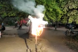 jnu students burnt effigies of Gautam Adani