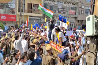 protest in haryana against arrest of delhi deputy cm manish sisodia