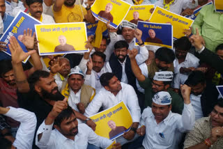 AAP protest in Jaipur against Sisodia arrest