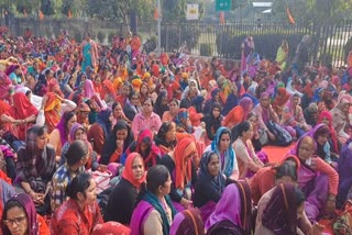Anganwadi workers protest in Jaipur,  Anganwadi workers protest for various demands
