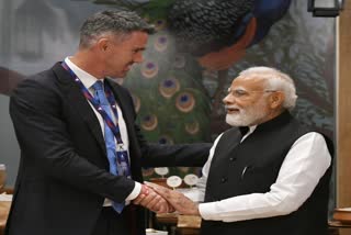 Kevin Pietersen meets Narendra Modi  Kevin Pietersen meets India Prime Minister  Kevin Pietersen meets Modi  Kevin Pietersen meeting with India PM Modi  കെവിൻ പീറ്റേഴ്‌സണ്‍  പീറ്റേഴ്‌സണ്‍  നരേന്ദ്ര മോദി  ചീറ്റപ്പുലി  മോദിയുമായി കൂടിക്കാഴ്‌ച നടത്തി പീറ്റേഴ്‌സണ്‍  കുനോ ദേശീയോധ്യാനം  മോദി  അമിത് ഷാ  Kevin Pietersen meets PM Narendra Modi  Kevin Pietersen  PM Narendra Modi