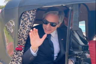 US Secretary of State Blinken rides auto rikshaw in Delhi