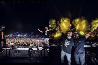 Allu Arjun at Sunburn Hyderabad  Allu Arjun  DJ Martin Garrix at Sunburn Hyderabadർ  DJ Martin Garrix  Sunburn Hyderabad  OO Antava with DJ Martin Garrix at Sunburn  allu arjun OO Antava with DJ Martin Garrix  ഹൈദരാബാദ്  അല്ലു അർജുൻ  സൺബേൺ  ഡിജെ മാർട്ടിൻ ഗാരിക്‌സിനൊപ്പം ചുവട് വച്ച് അല്ലു  ഹൈദരാബാദിൽ വച്ച് നടന്ന സൺബേൺ പാർട്ടി