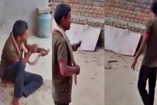 drunken youth dies of snakebite in bihar  snakebite in bihar  drunken youth dies of snakebite  snakebite  snakebite death  snake  പാമ്പ് കടിയേറ്റു  പാമ്പുകടിയേറ്റ് മരണം  പാമ്പിനെ ചുംബിച്ചു  പാമ്പുകടിയേറ്റ് യുവാവ് മരിച്ചു  പാമ്പ്  പാമ്പ് കടിച്ച് മരിച്ചു  മദ്യലഹരിയിൽ പാമ്പിനെ പിടികൂടി  പാമ്പുകടിയേറ്റ് മരിച്ചു