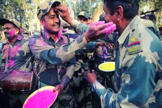 Bsf celebrated holi near the International Border in Samba and in  the RS Pura sector of Jammu