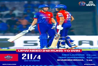 Lanning, Jonassen fire Delhi Capitals to 211/4 against UP Warriorz