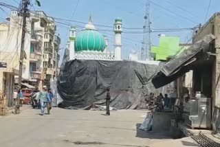 Mosque covered with Tarpaulin