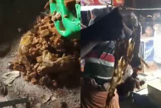 Plastic Jeleby  Man made jalebi with plastic in Kozhikode  ജിലേബിക്ക് തിളക്കം കിട്ടാന്‍ പ്ലാസ്‌റ്റിക്  പ്ലാസ്റ്റിക് ചേര്‍ത്ത് ജിലേബിയുണ്ടാക്കി  ജിലേബി നിര്‍മാണം  പരിയങ്ങാട് കുലവൻകാവ് ക്ഷേത്രം  kerala news updates  latest news in kerala