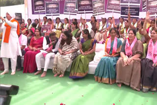 Delhi K Kavitha sits on hunger strike demanding womens reservation bill