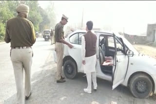 Checking by the police administration by bringing nakas at different places