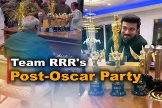 RRR celebrates after Naatu Naatu Oscar win