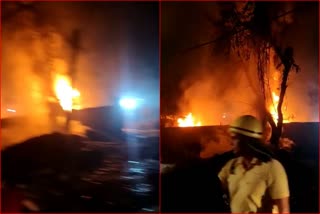 fire in scrap godown in rewari