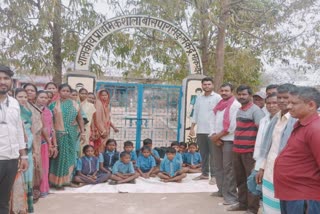 children protest against construction school