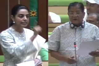 Divya Maderna in Rajasthan Assembly,  Minister Shanti Dhariwa