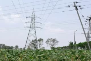 High tension electricity pole in farmers fields