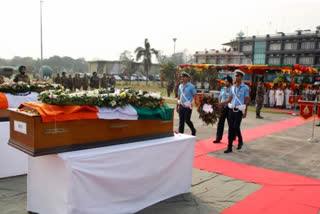 MORTAL REMAINS OF LT COL VVB REDDY BROUGHT TO HYDERABAD WHO DIED IN HELICOPTER CRASH