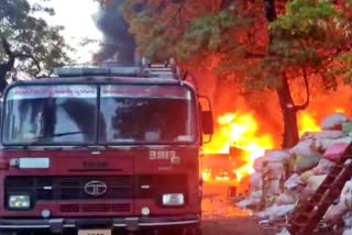 Massive fire broke out at a plastic waste godown  Hyderabad