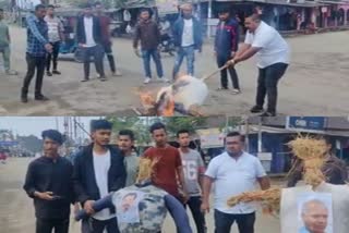 Locals burnt Effigy of Atul Bora against Piggery Syndicate