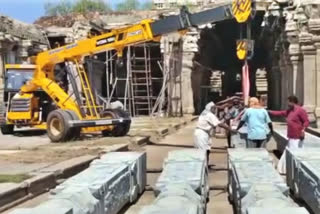 madurai meenakshi temple veeravasantharayar hall renovation work full swing