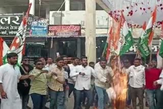 burnt effigy Raman Singh