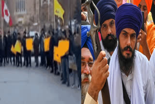 Demonstration at the Indian Embassy in London against the action against Amritpal Singh