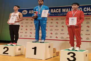 Athlete Akshdeep Singh won the gold medal in the Asian Race Walking Championship