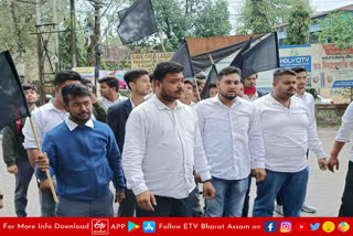 AASU protest against police officers in Lakhimpur