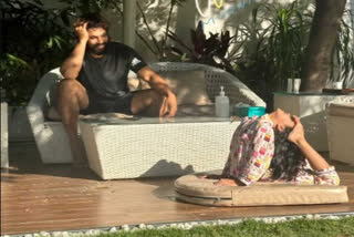 Allu Arjun seemingly amazed by daughter Allu Arha's Yoga skills