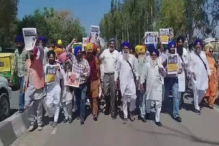 Shiromani Akali Dal Amritsar held a protest march at Fatehgarh Sahib