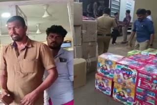 Tamil Nadu youths arrested with firecrackers  illegally smuggled firecrackers  firecrackers seized from Palakkad  പടക്കവുമായി രണ്ട് തമിഴ്‌നാട് സ്വദേശികള്‍ പിടിയില്‍  അനധികൃതമായി കടത്തിയ പടക്കം  തമിഴ്‌നാട് സ്വദേശികള്‍ പിടിയില്‍  പടക്കം  പാലക്കാട് ടൗൺ നോർത്ത് പൊലീസ്