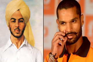 TEAM INDIA OPENER BATSMAN SHIKHAR DHAWAN PAID TRIBUTE TO BHAGAT SINGH SUKHDEV AND RAJGURU ON MARTYRS DAY