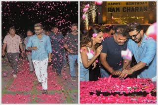 Ram Charan showered with rose petals as RC 15 team celebrates pre-birthday bash with Kiara, Prabhudeva and S. Shankar, watch it here