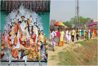 century old Basanti Puja for four days starts in a Purulia Village