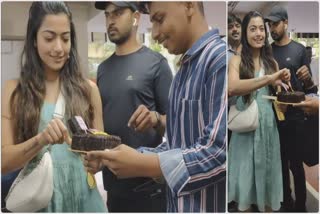 Paps surprise Rashmika Mandanna with cake one month ahead of her b'day