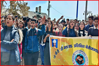 JBT Unemployed Union Protest in Shimla.