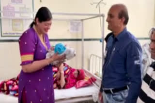 Jhalawar collector holds newborn in hands while inspection of hospitals