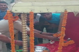 Devotees taking religious procession at Arrah in Bihar